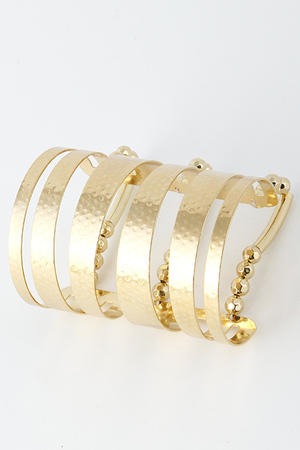 Stripe Cutout Metallic Cuff Bead Bracelet 5EAE8